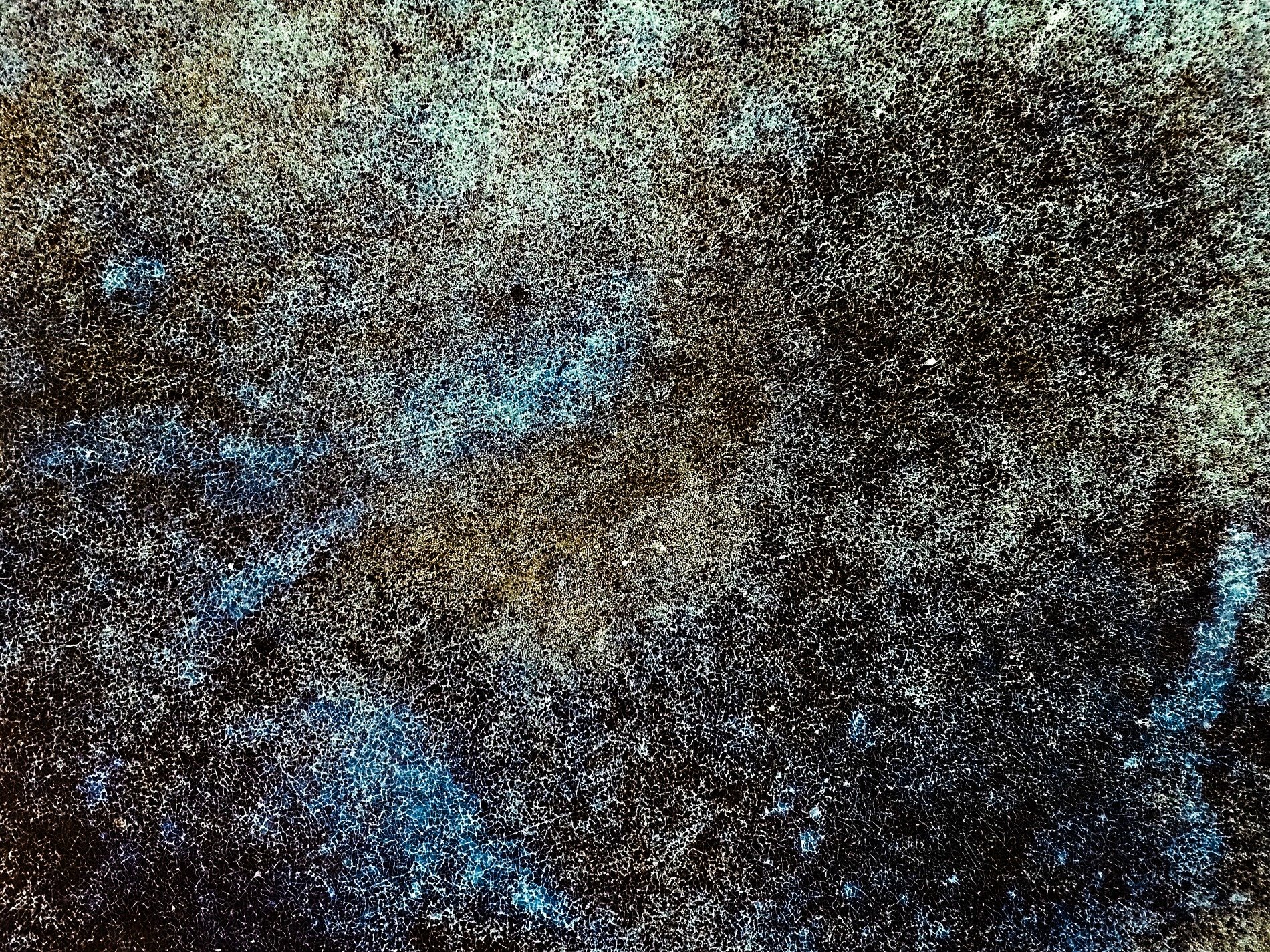 Blue cracks web the dark, frost bites at the weathered skin, time etches the steel