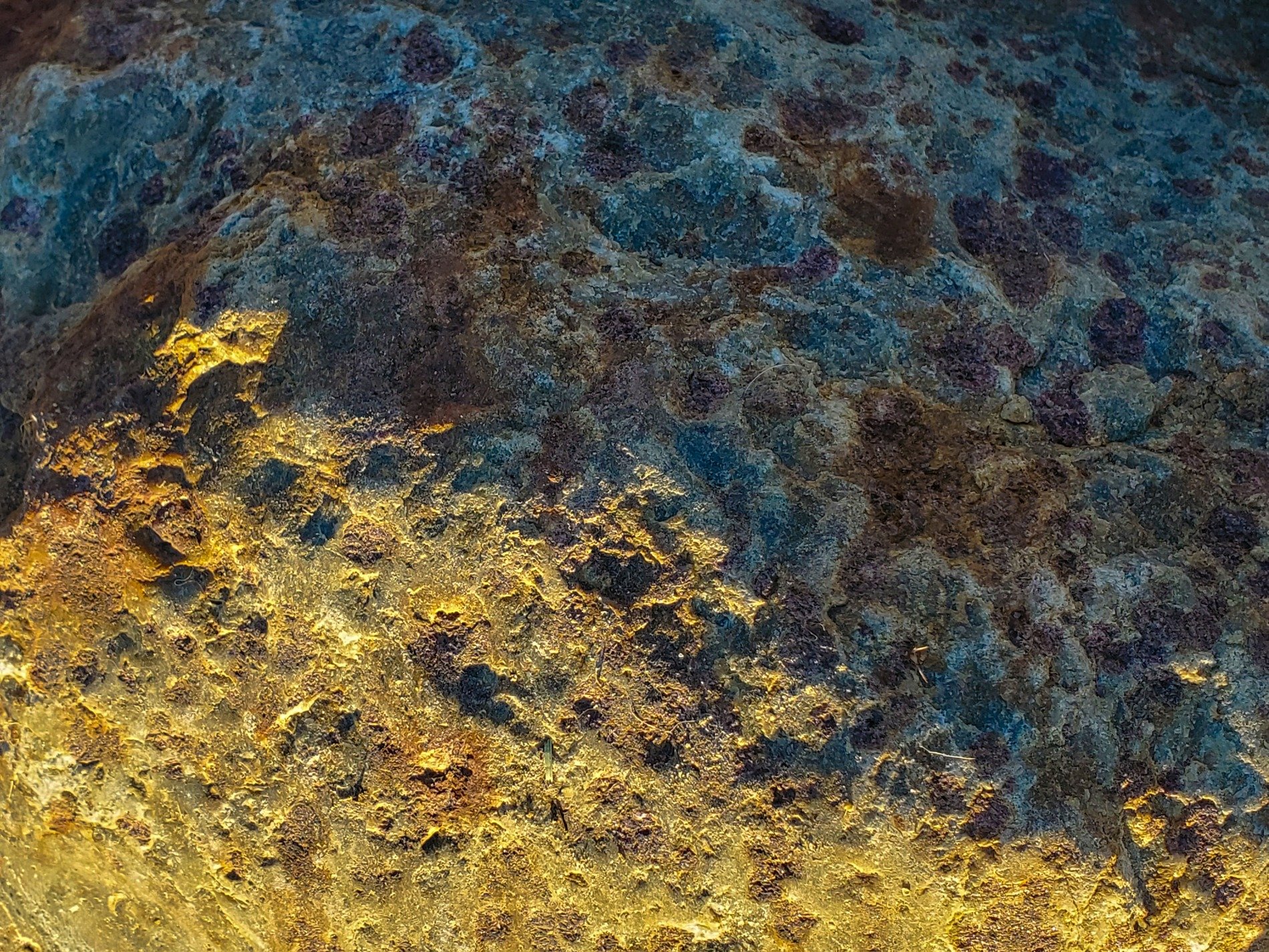 Grey skin has white streaks, jagged veins bleed through the field, light holds the pattern