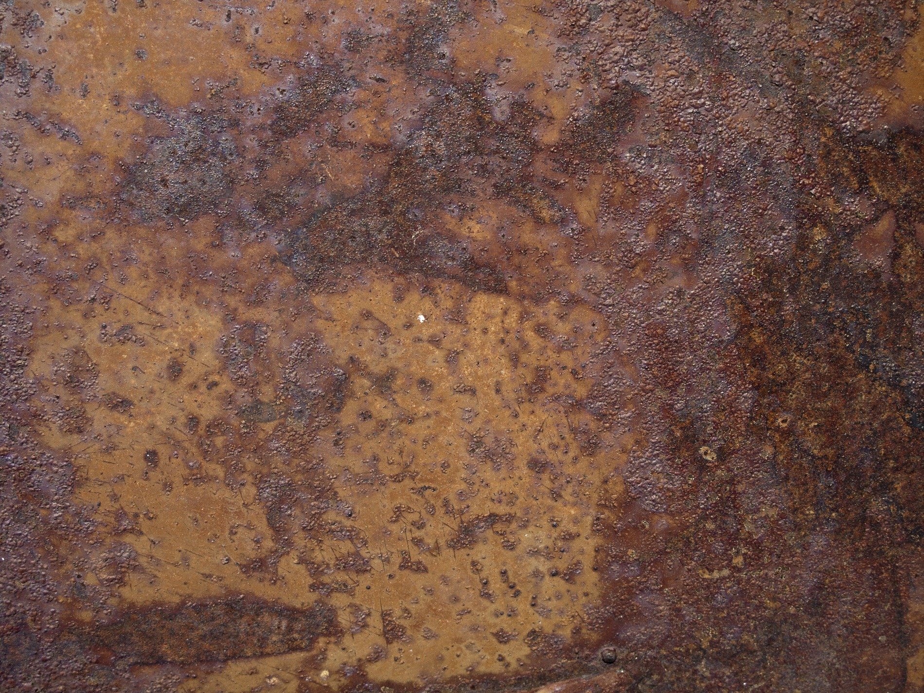 Silver skin has pits, grey marks trace the surface, grit holds the light