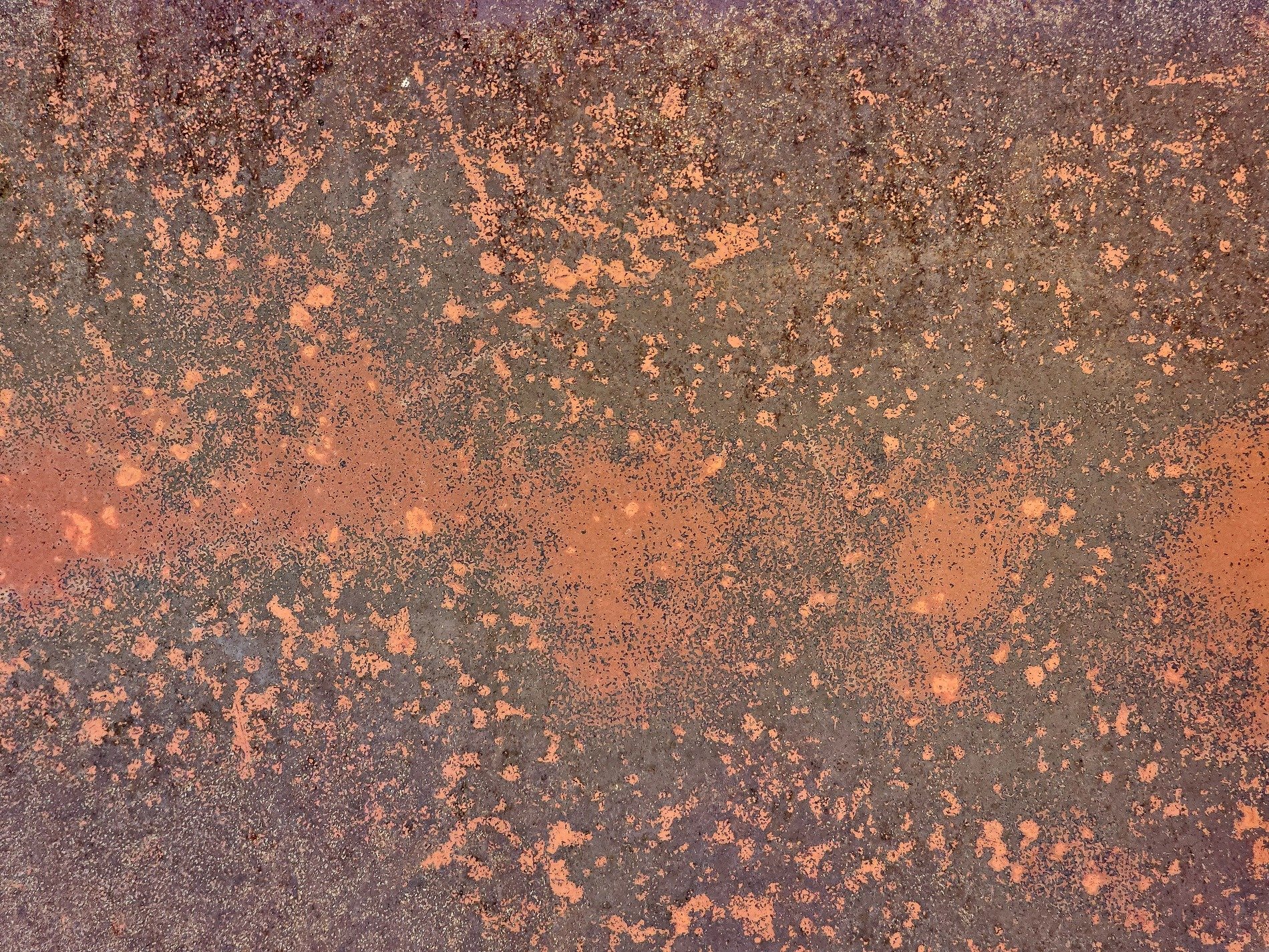 Teal skin turns to gold, orange rust blooms on blue, steel wears thin and old