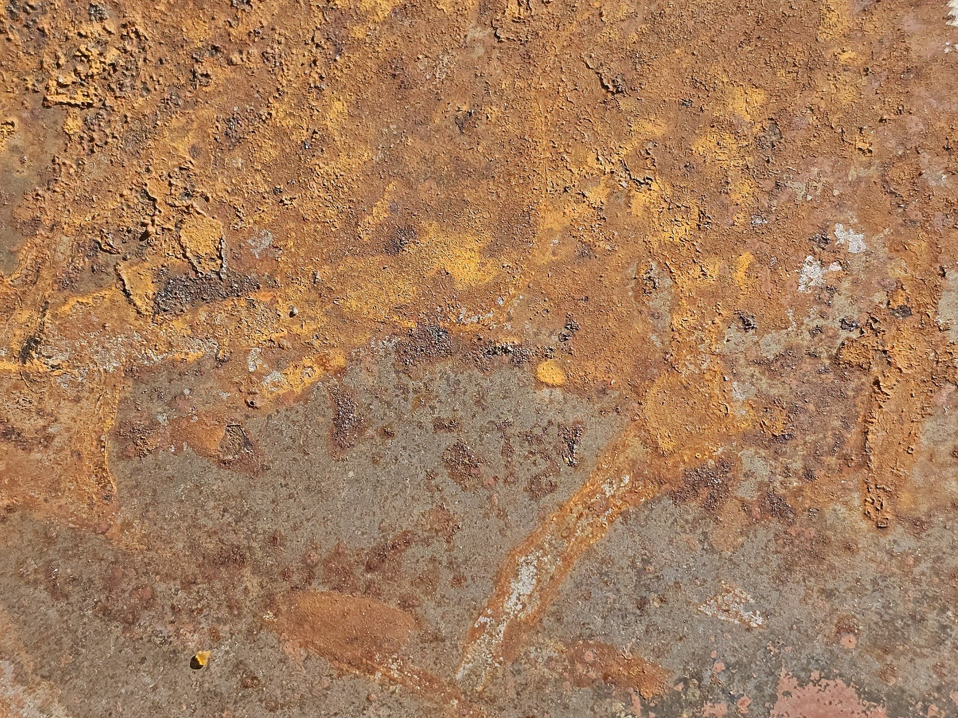 Teal skin turns to rust, orange bloom breaks through the blue, steel wears thin and old