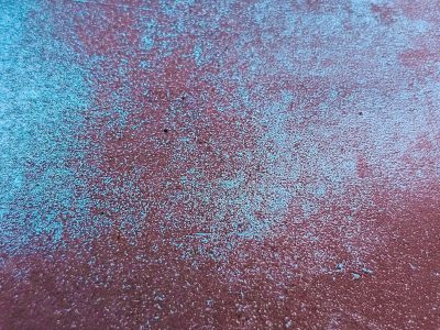 Blue dust on the rose, granular light meets the steel, time claims the finish.