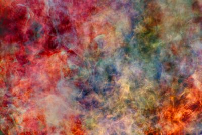 Dark arcs meet the red, heavy marks trace the field, found paths mark the burn