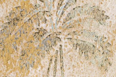 Orange scales crust deep, dark minerals bloom on the skin, earth returns to grit