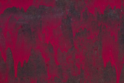 Red skin flakes away, orange grit holds the surface, time leaves a thick mark