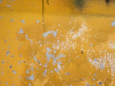 Yellow skin meets grit, heavy pits mark the surface, weather wears the line