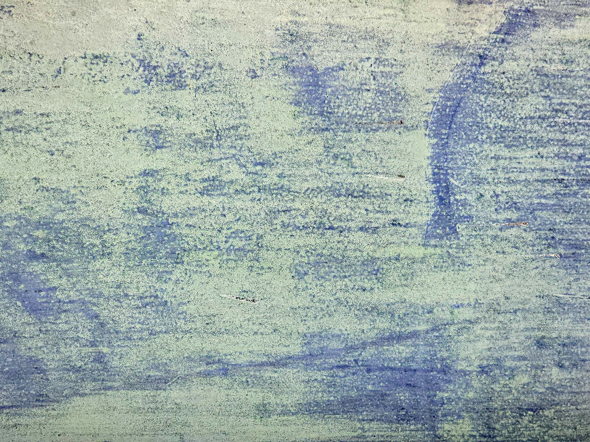 Yellow spray on the shed, purple mist meets the grey, grit holds the pattern