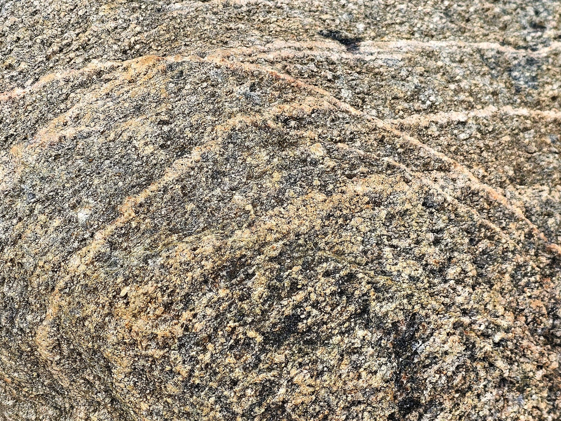 Black grit holds the line, uniform grains meet the light, stone skins the surface