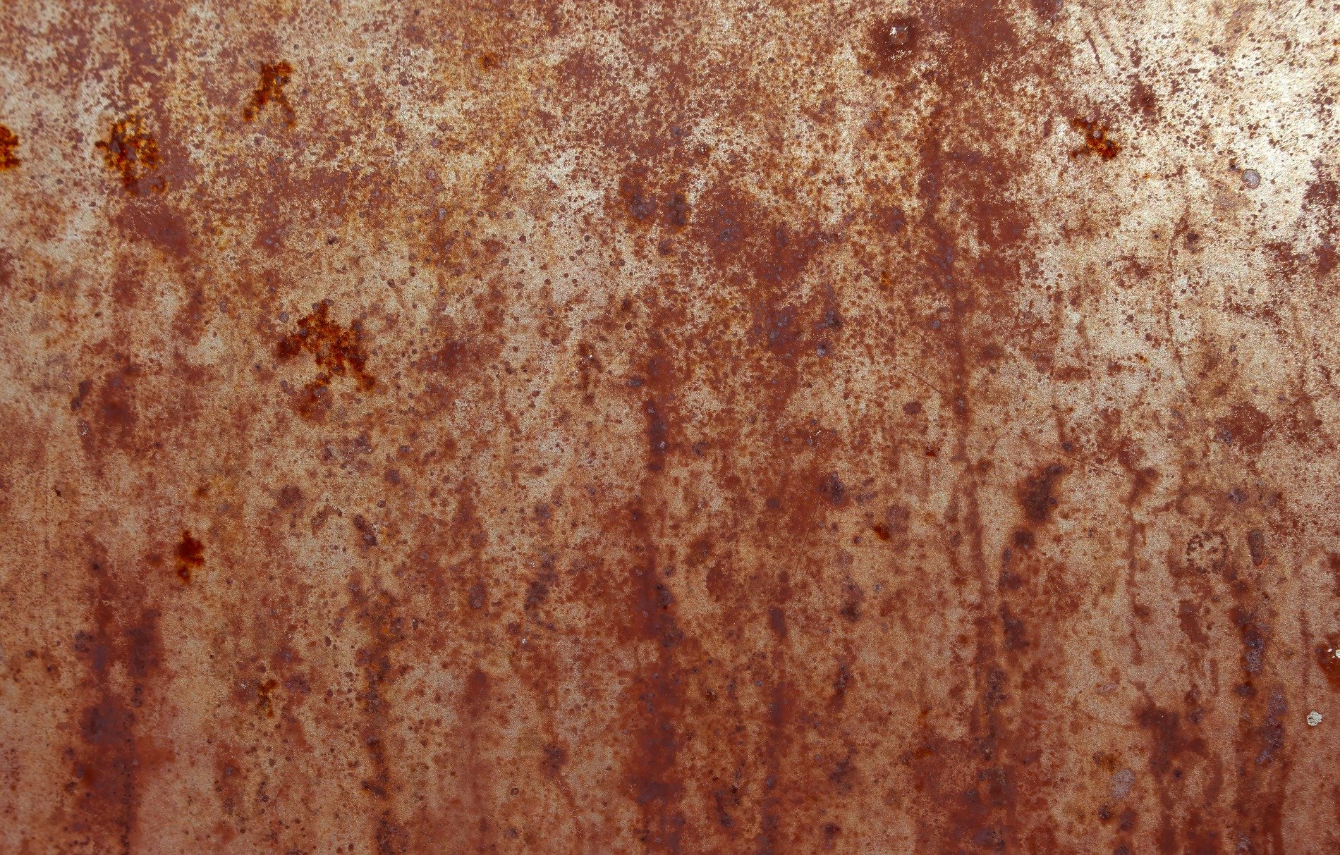 Red dust coats the steel, oxidation claims the plate, iron bleeds away