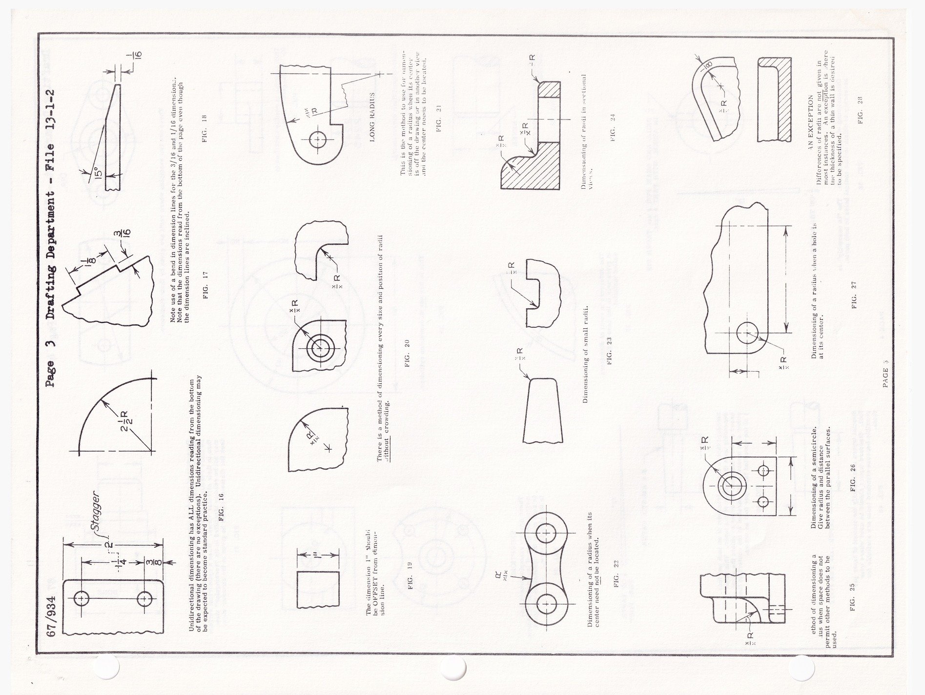 Drafting department, rules of dimensioning shown, ink on paper sheet