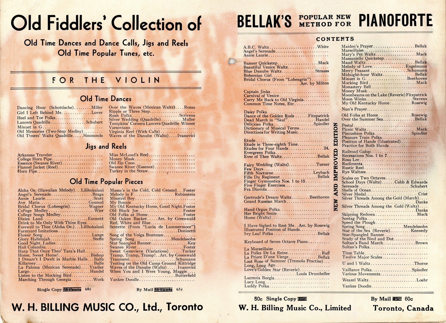 Fiddle tunes for strings, piano methods guide the hands, aging paper glows