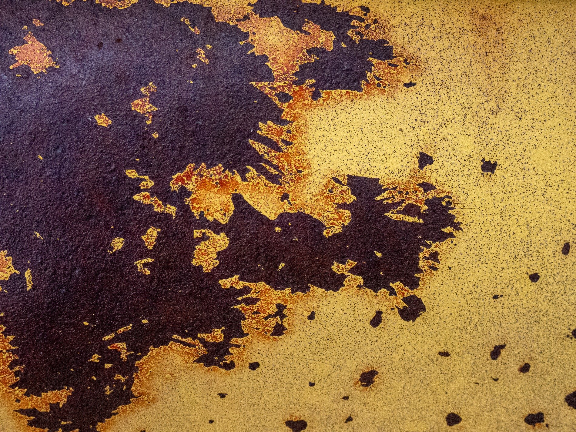 Gold mist holds the field, dark trails trace the heavy skin, light carves the metal