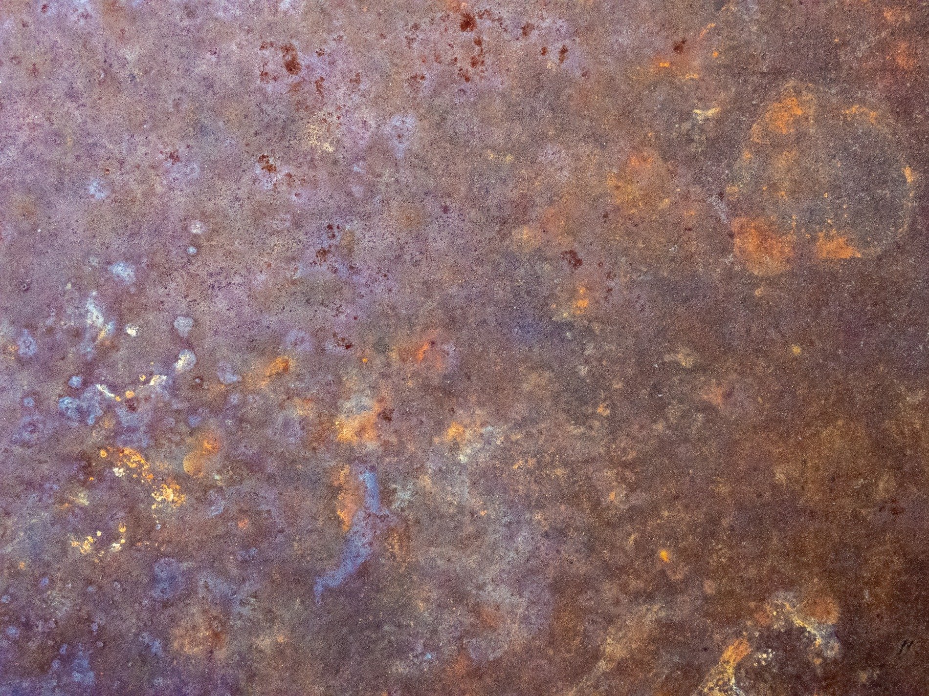 Purple mist holds fast, orange grit claims the heavy, time leaves a deep mark