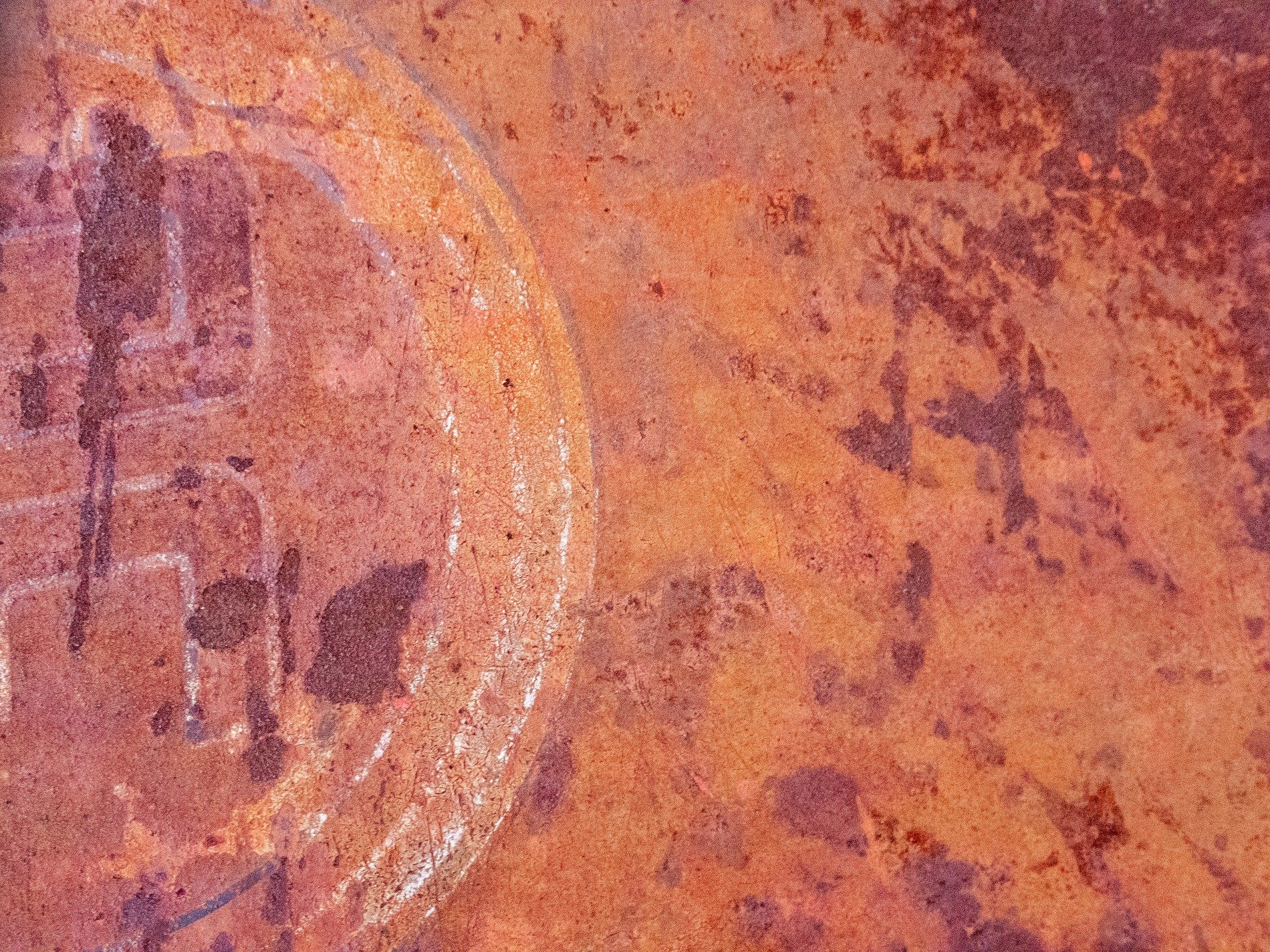 Purple waves flow thick, orange grit claims the heavy metal, time leaves a deep mark