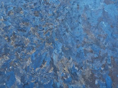 Blue ice blooms in light, frozen feathers coat the pane, winter carves its glass