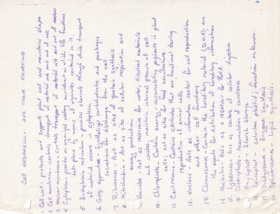 Blue ink maps the cell, functions listed line by line, paper keeps the notes