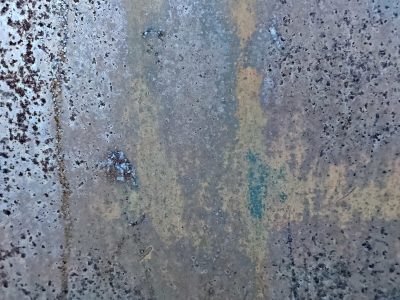 Blue mist holds the field, mottled patterns trace the skin, light catches the grit