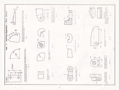 Drafting department, rules of dimensioning shown, ink on paper sheet