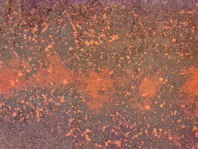 Orange waves flow thick, heavy grit marks the metal, years leave a deep trace