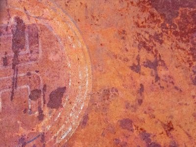 Purple waves flow thick, orange grit claims the heavy metal, time leaves a deep mark