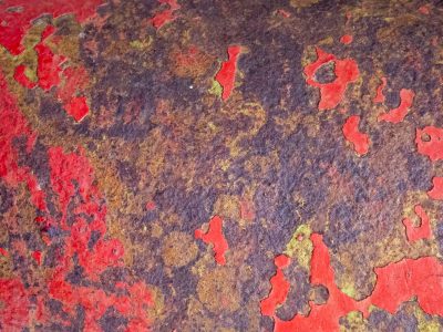 Red skin peels away, iron bleeds in shades of brown, time consumes the steel