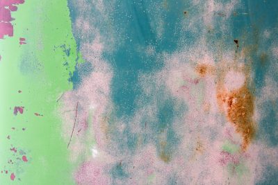 Teal fields meet the lime, pink mist claims the heavy skin, light carves the metal