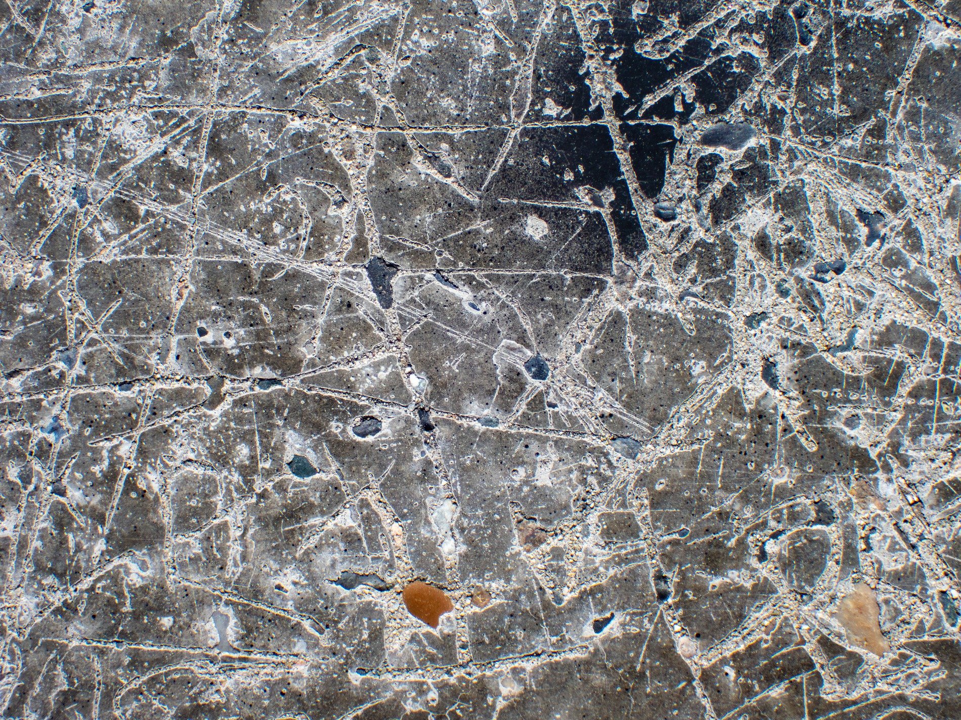 White flakes lift away, silver grain holds the surface, dry skin leaves a mark