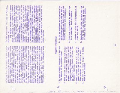 Blue ink on the page, lessons of the mollusks told, paper worn and old