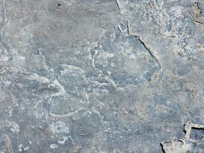 Layers peel and flake, grey stone shows many winters, time marks the surface