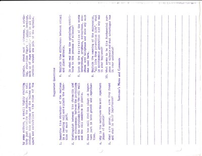 Purple lines endure, mitosis taught on old sheets, ink from yesteryear